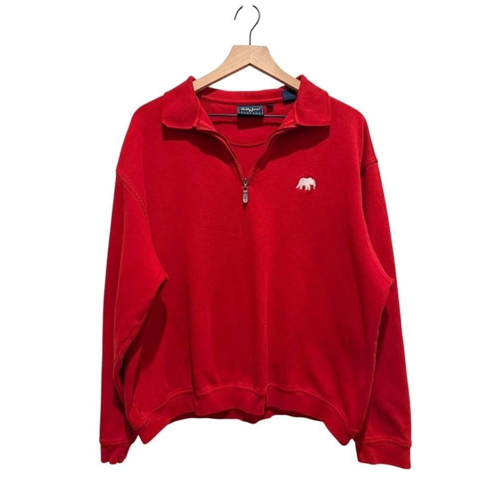 Bobby Jones Players Red 1/4 Zip Sweatshirt XL Alabama Crimson Tide Elephant Golf